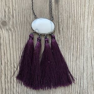 Marble & Fringe Pendant Necklace